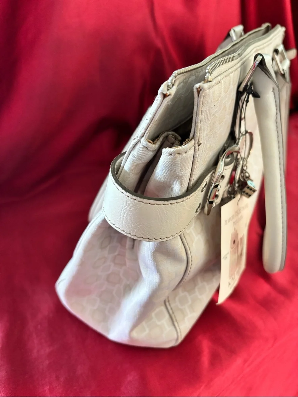 NWT Nine West Cream Patterned Tote and Y2K accessories